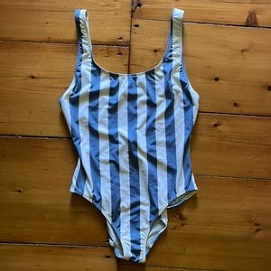 Solid and striped one piece swimsuit